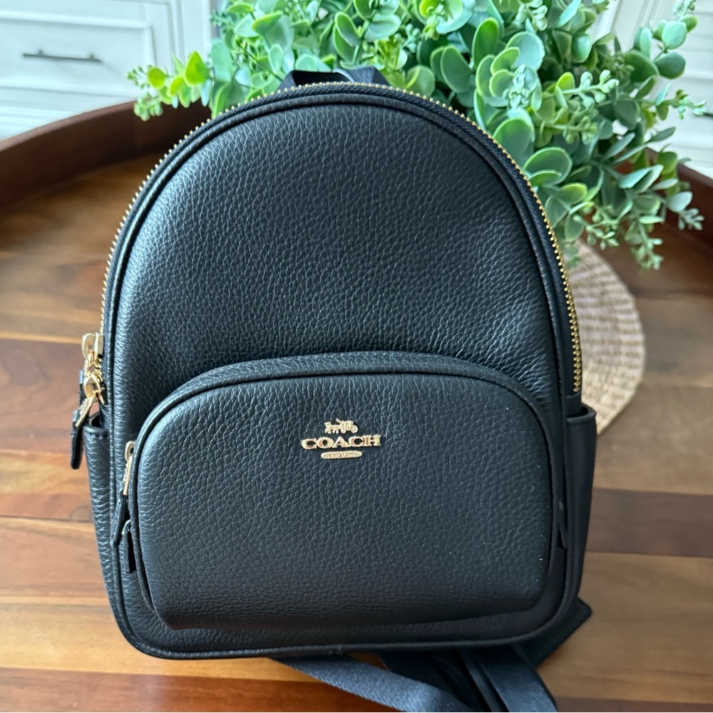 Coach Mini Court  Leather Backpack with Gold Accents